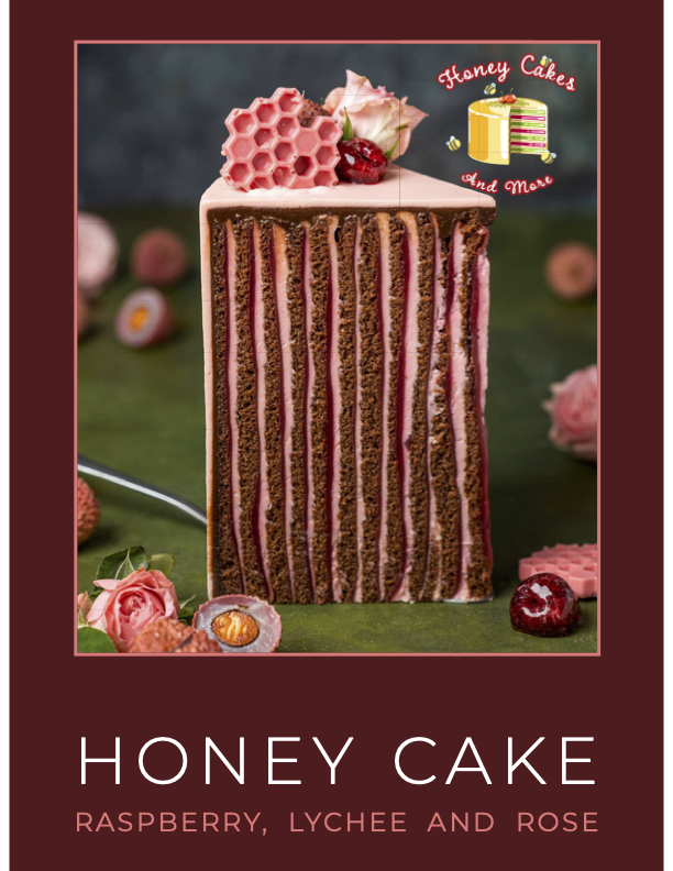 Raspberry, Lychee & Rose Honey Cake – Vertical